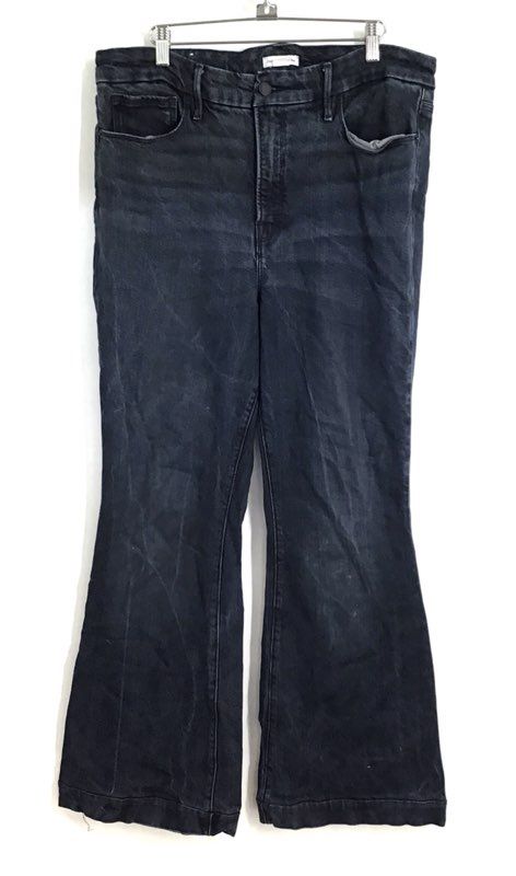 Good American Women's Good Legs Flare Jeans Dark Wash Indigo Stretch Size 15