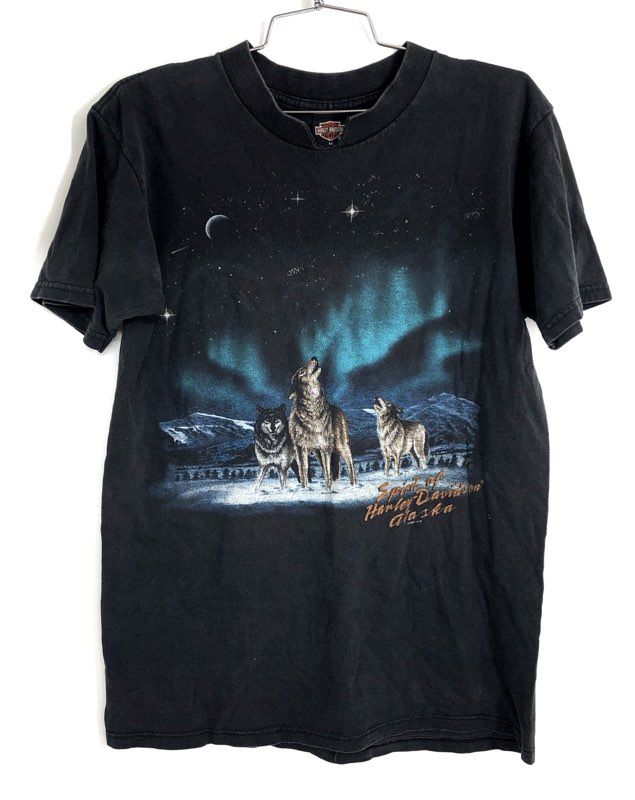 Vintage 1997 Harley-Davidson Wolves Fairbanks Alaska Graphic T-Shirt Sz M