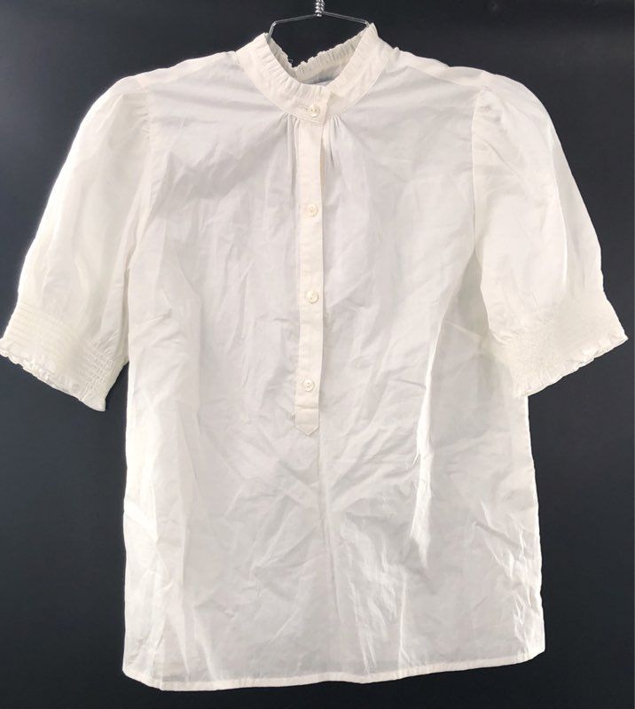 Southern Tide Women's Meadow Lawn Blouse Sand White Cotton Puff Sleeve S NWT