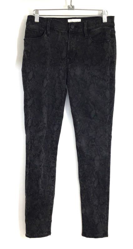 FRAME Women's Black Gray Snakeskin Animal Print Skinny Stretch Jeans Sz 28
