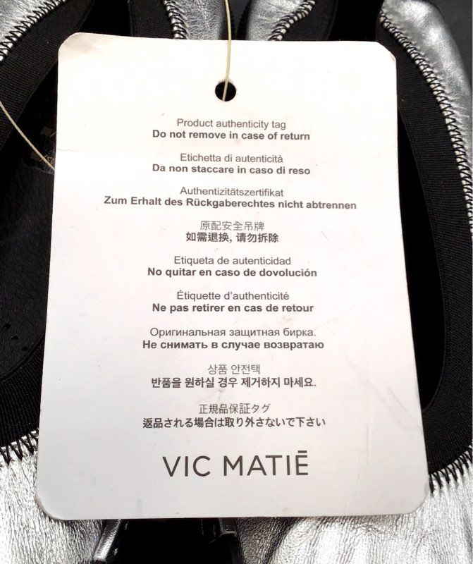 New Vic Matie Women's Silver Black Ballerina Flats - Size 36