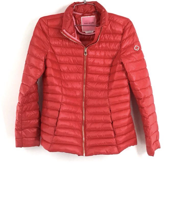 Kate Spade Women&#39;s Red Collared Full Zip Puffer Jacket - Size XS