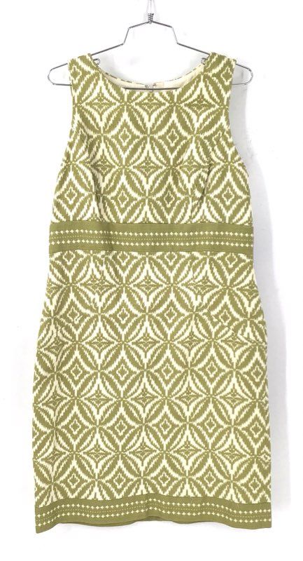 NWT Jones New York Women's Green White Geometric Cotton Sheath Dress - Size 12