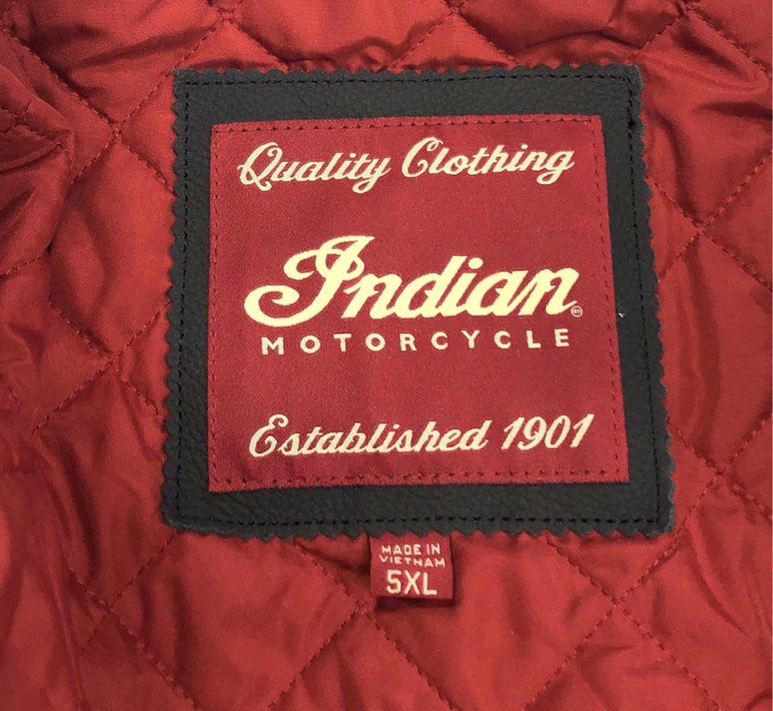 Indian Motorcycle 1901 Embroidered Biker Racing Jacket Quilted Red Black Sz 5XL