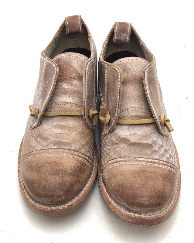 Freebird Mabel Tan Snake Embossed Leather Lace-Up Oxford Shoes Women's Size 7
