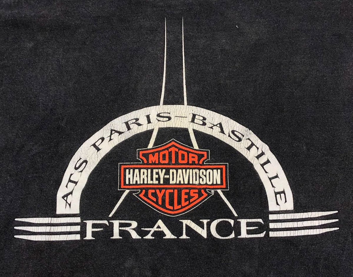 Vintage Harley-Davidson Front/Back Print Paris-Bastille, France T-Shirt - Sz XL