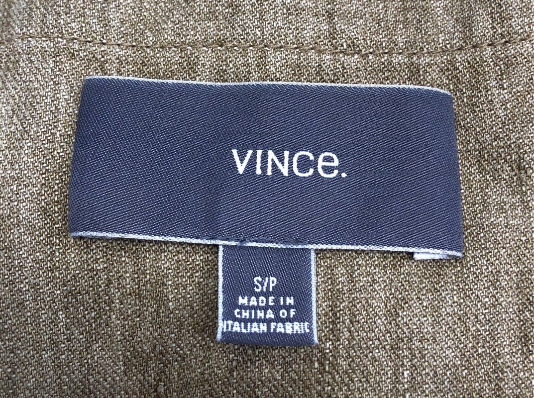 Vince Men's Tan Melange Italian Linen Cotton Blend Two Button Blazer Sz S