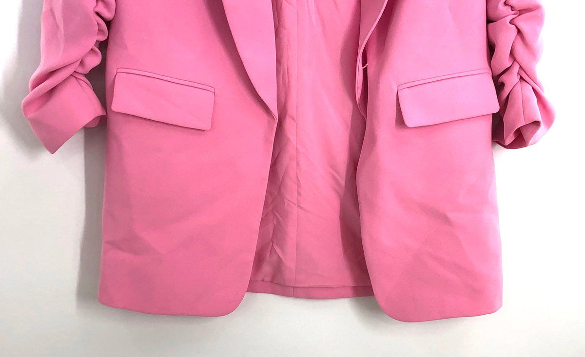 Gianni Bini Women's Pink Jemma Blazer Ruched 3/4 Sleeve Open Front NWT Size 2