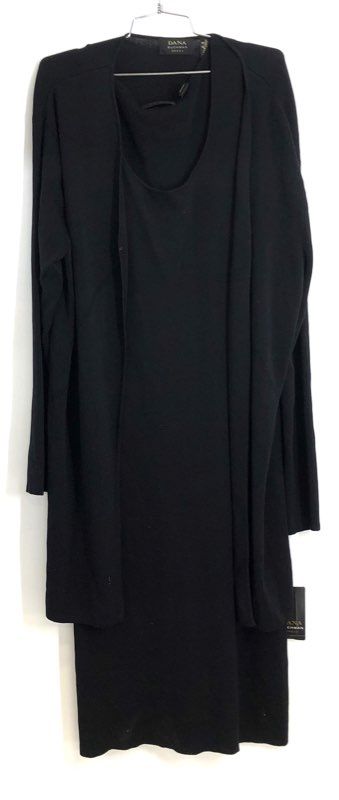 Dana Buchman Women's Black 2 Piece Knit Dress & Cardigan Set XL NWT