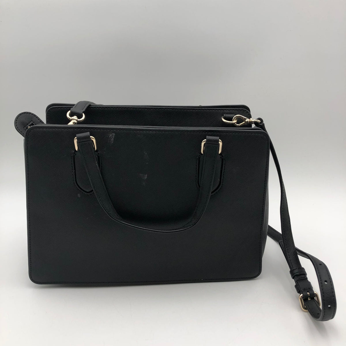 Kate Spade Black Saffiano Leather Laurel Way Satchel Crossbody Bag COA