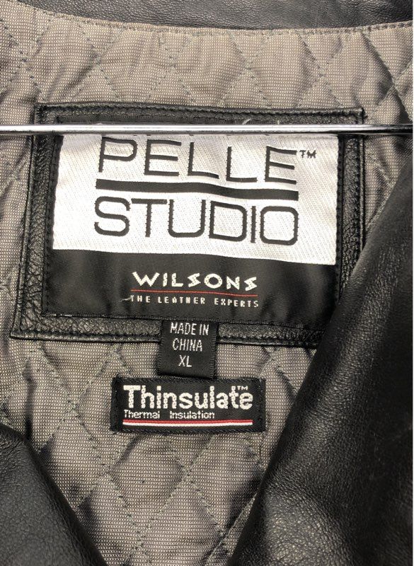 Vintage Y2K Pelle Studio Women's Black Leather Belted Thinsulate Jacket Sz XL