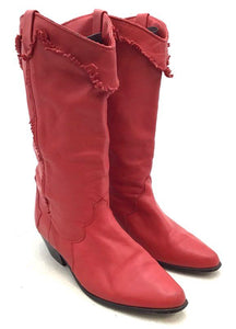 Dingo Women's Red Almond Toe Block Heel Mid-Calf Cowgirl Western Boots - Size 8M