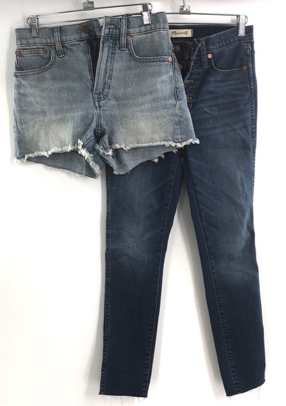 Madewell Women's 10" High Rise Skinny Crop Jeans & Denim Shorts Bundle Sz 25