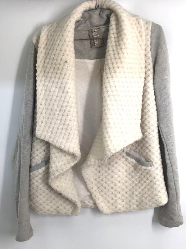 Dolan Left Coast Collection Women's White Gray Textured Knit Cardigan Jacket XS