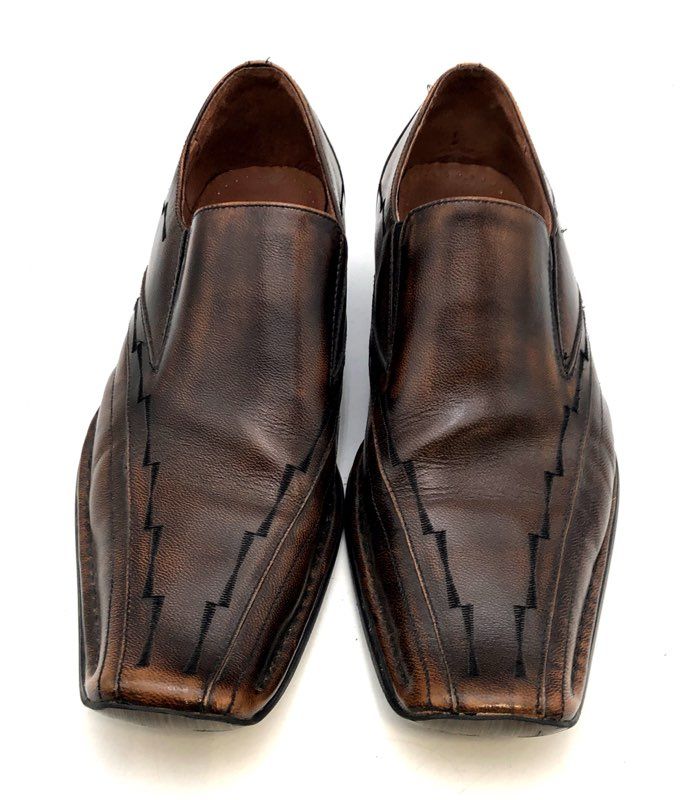 Giorgio Brutini Brown Burnished Leather Square Toe Slip On Loafers Size 11 M