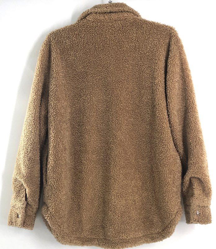 [BLANKNYC] Women's Tan Teddy Sherpa Shacket Jacket Woah Nelly Snap Front Sz XS