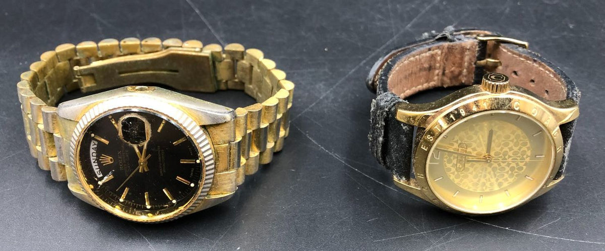 Designer Watches Mixed Lot of 6: Gold/Silver-Tone Stainless Steel/Leather Bands