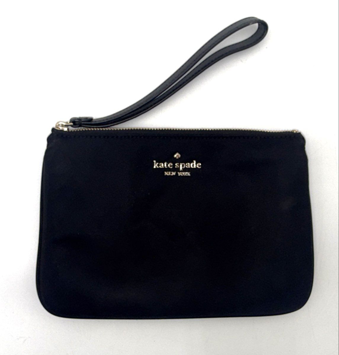 Kate Spade New York Black Nylon Wristlet Small Pouch Clutch Gold Hardware