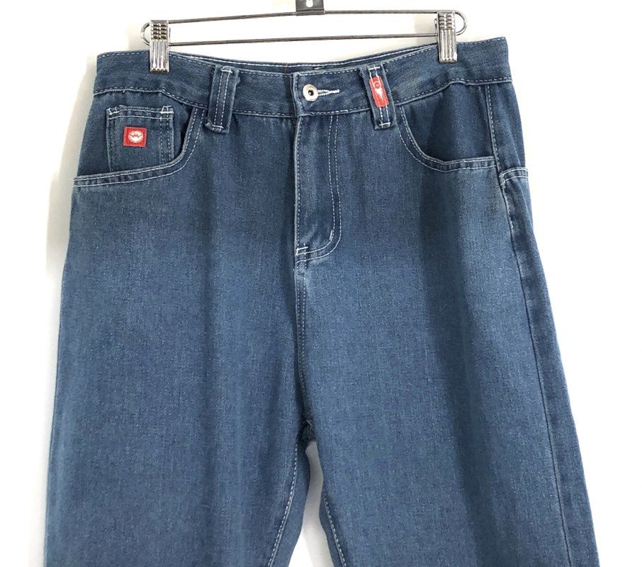 Vintage 90s JNCO Jeans Men's Blue Weis Tiger Graphic Wide Leg Tribal Denim Sz L