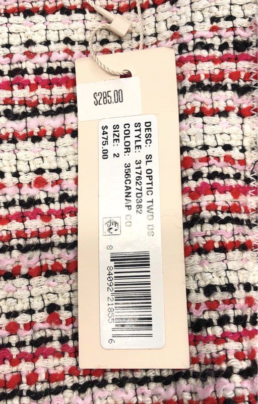 Rebecca Taylor Women's Optic Tweed Sleeveless Sheath Dress Red White NWT Sz 2