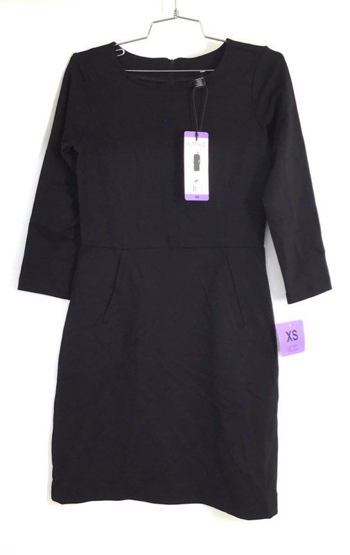 Buffalo David Bitton Women's Black Luxe Ponte Dress 3/4 Sleeve Pockets Sz XS NWT