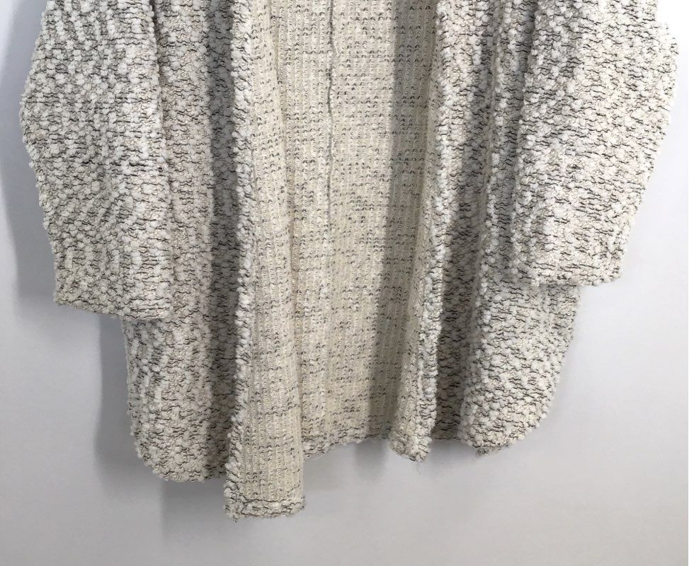 Ecote Women's Cream Black Textured Open Front Popcorn Knit Cardigan Sz S