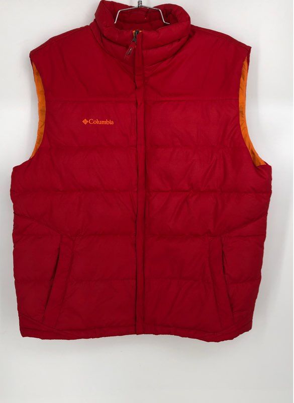 Columbia Men&#39;s Red Collared Full-Zip Puffer Vest - Size Large