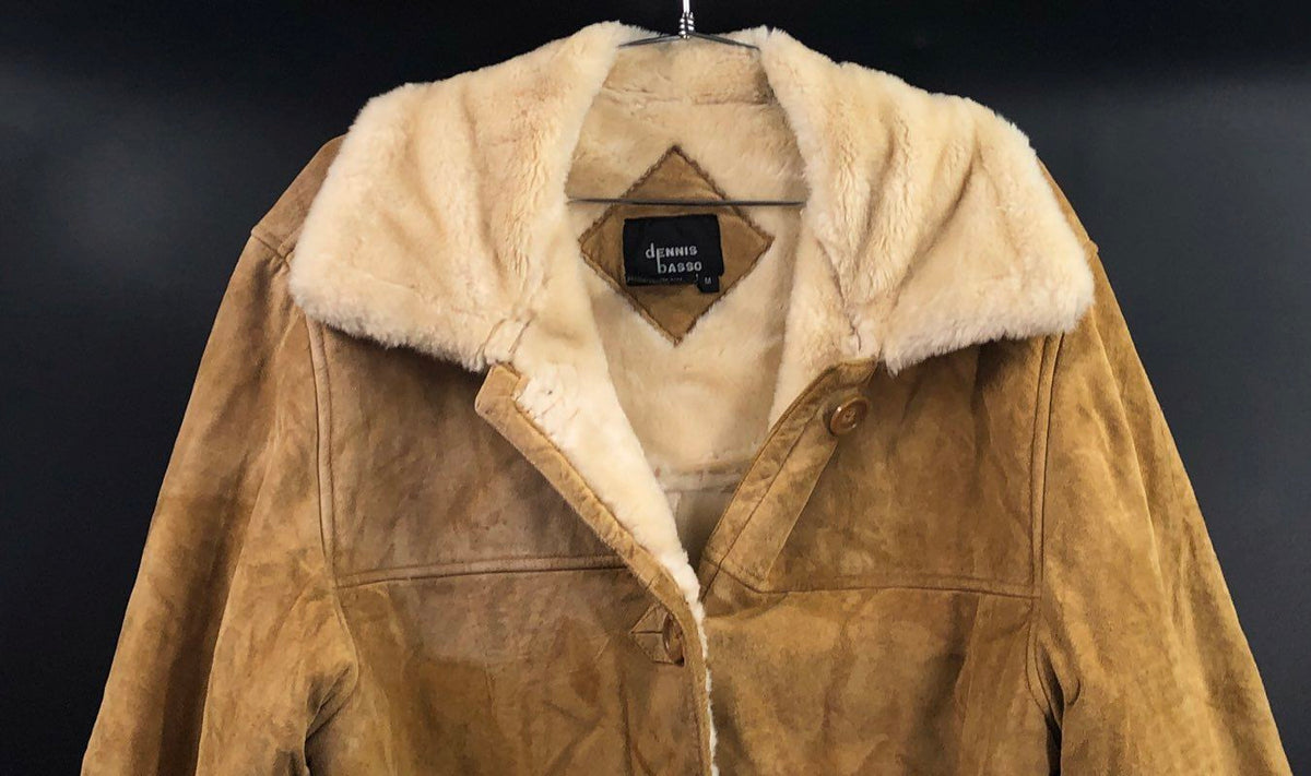 Vintage Y2K Dennis Basso Women's Tan Genuine Leather Jacket Faux Fur Sz M