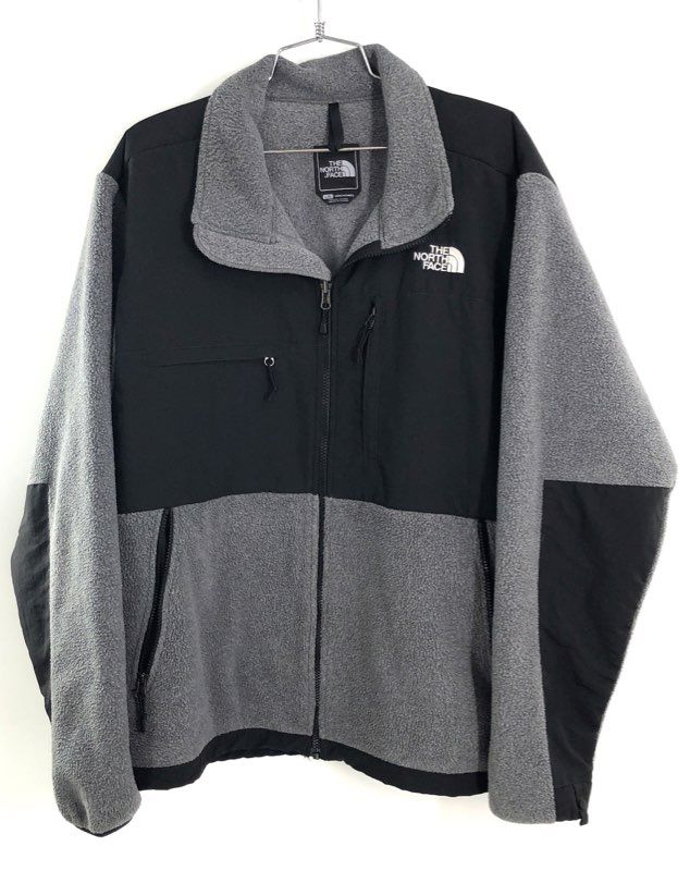The North Face Men's Gray Black Denali Full Zip Fleece Jacket Sz L