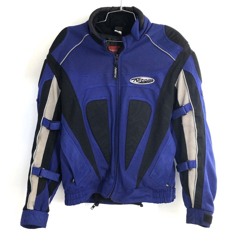 Nitro Racing Blue Black Mesh Armored Motorcycle Riding Jacket Sz S