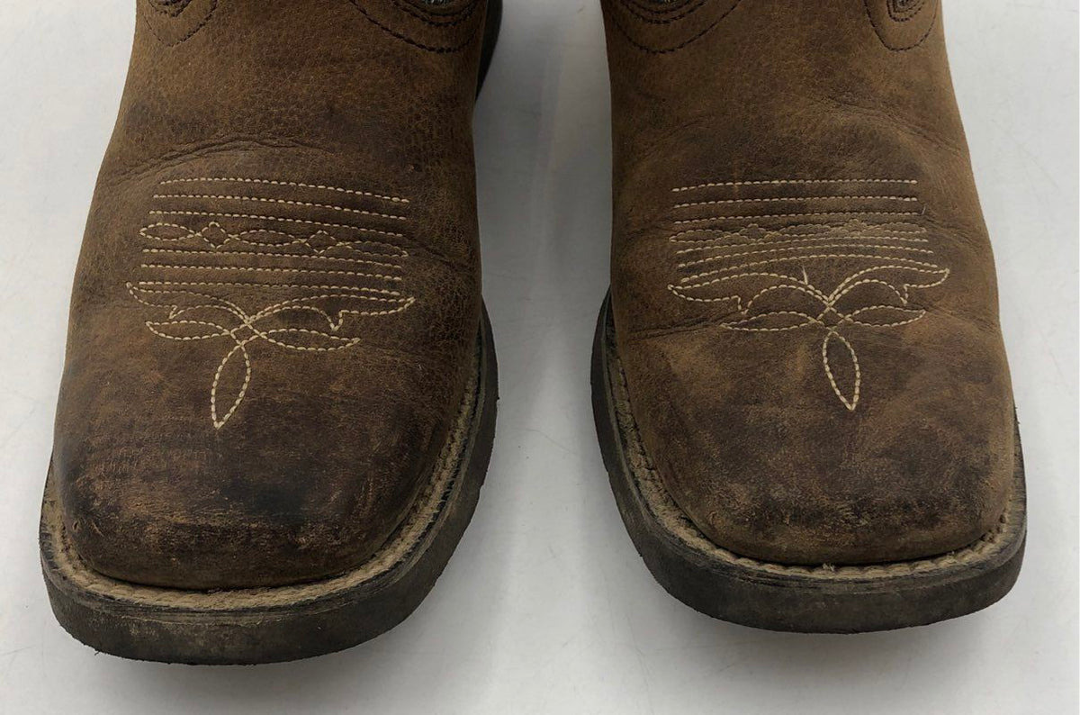 Ariat Fatbaby Waterproof Western Roper Boots Brown Teal Embroidered Size 7B