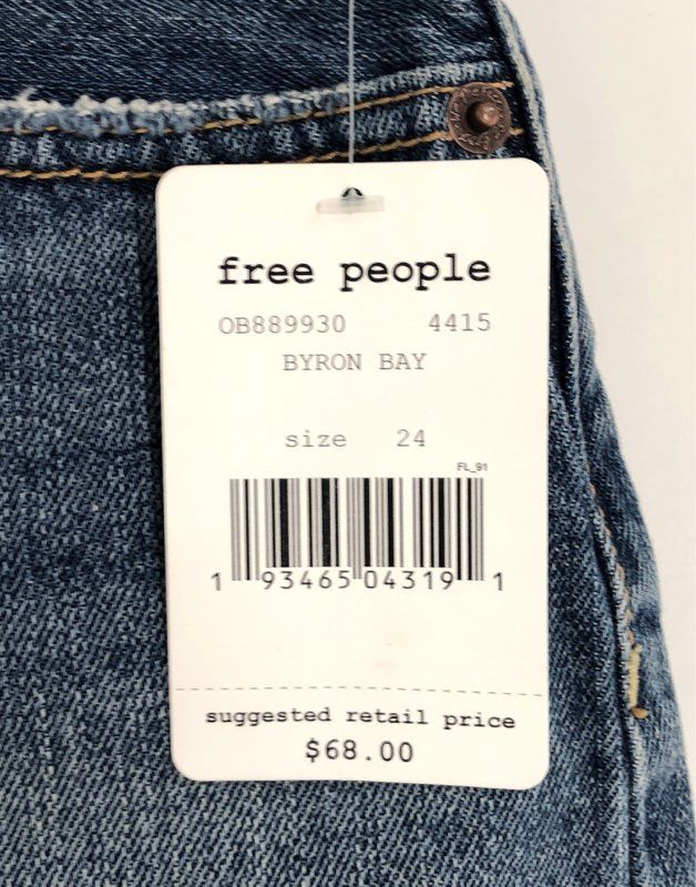 Free People Women's Byron Bay Distressed Denim Shorts Blue Cut-off Sz 24 NWT