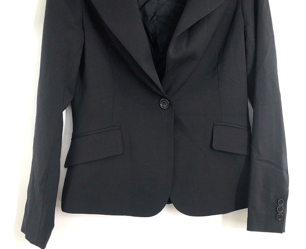Basiques Women's Black Single Button Notched Lapel Blazer Jacket Size 1