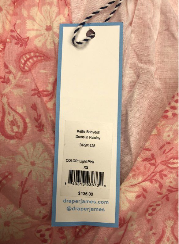Draper James Women's Kellie Babydoll Dress Pink Paisley Floral Lace NWT Sz XS