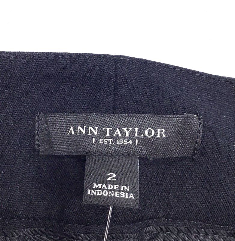 Ann Taylor Women's Black Mixed Media Faux Leather Front Slim Pants Sz 2 NWT