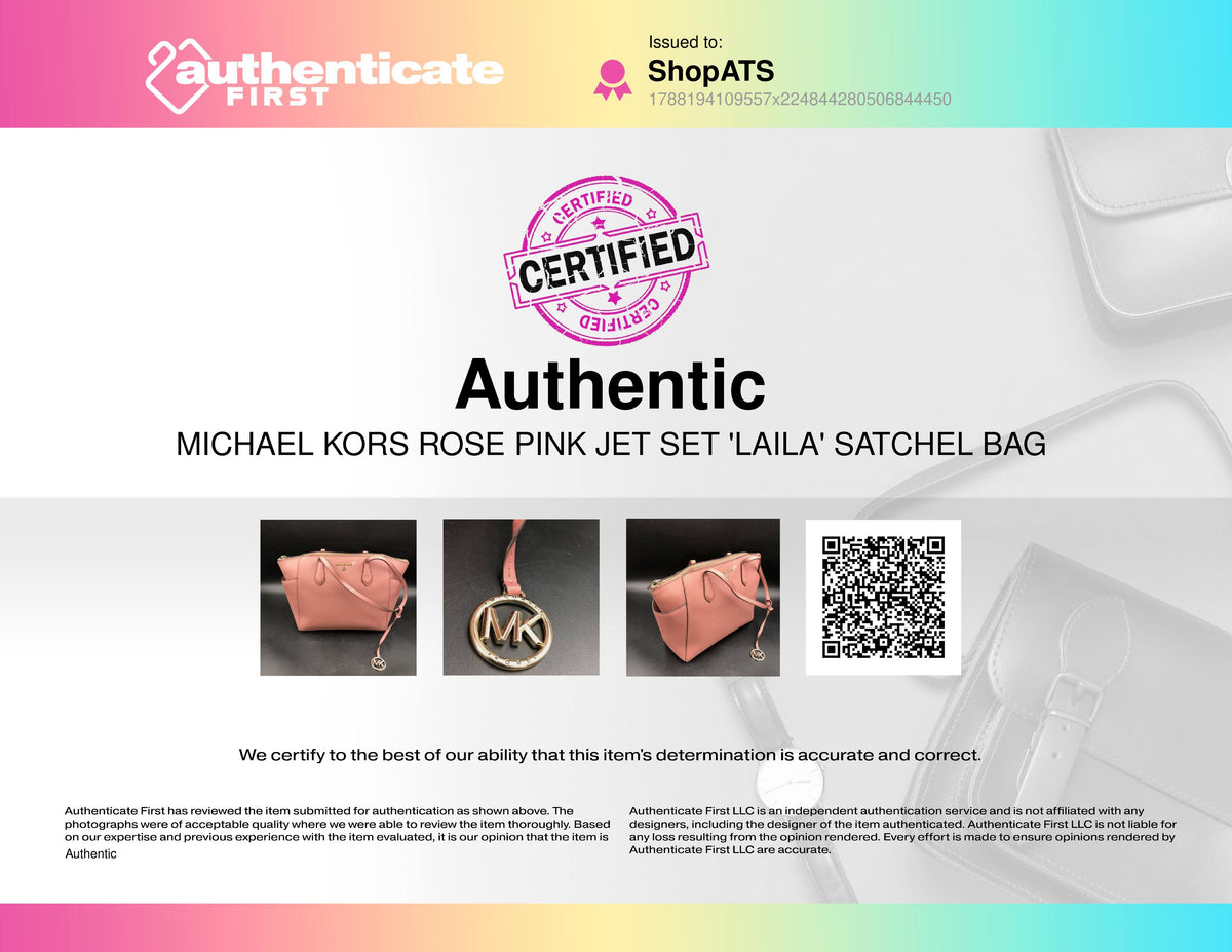 Michael Kors Rose Pink Jet Set Laila Satchel Bag Gold Hardware COA