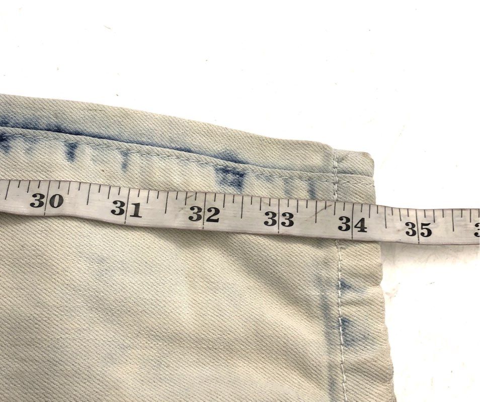 Smoke Rise Men's Jeans Acid Wash Blue Patchwork Distressed Graphic Sz 36x34