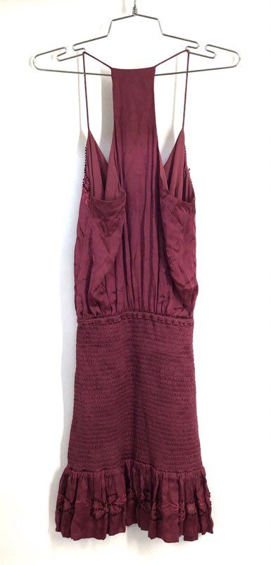 Karina Grimaldi Women's Cherry Rica Embell Silk Smocked Mini Dress Sz S NWT