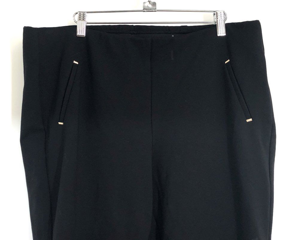 Chico's Women's Black Pull-On Gold Trim Pocket Petite Pants Size 16P