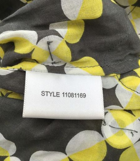 Tory Burch Gray Yellow Dot Print Sheer Cotton Tatum Blouse Women's 0 COA