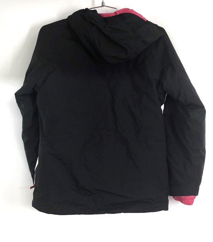 The North Face Girl's Black White Pink Full Zip Hooded Insulated Jacket Sz L