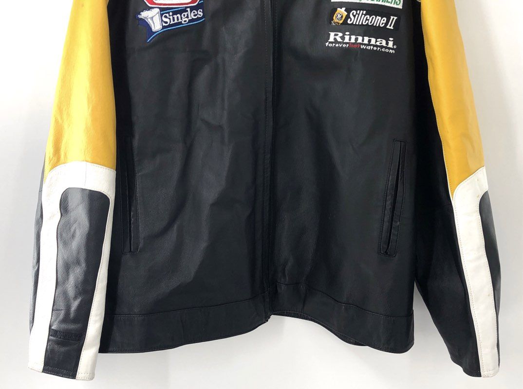Chase Authentics Nascar Matt Kenseth #17 DeWalt Leather Jacket Yellow Black Sz