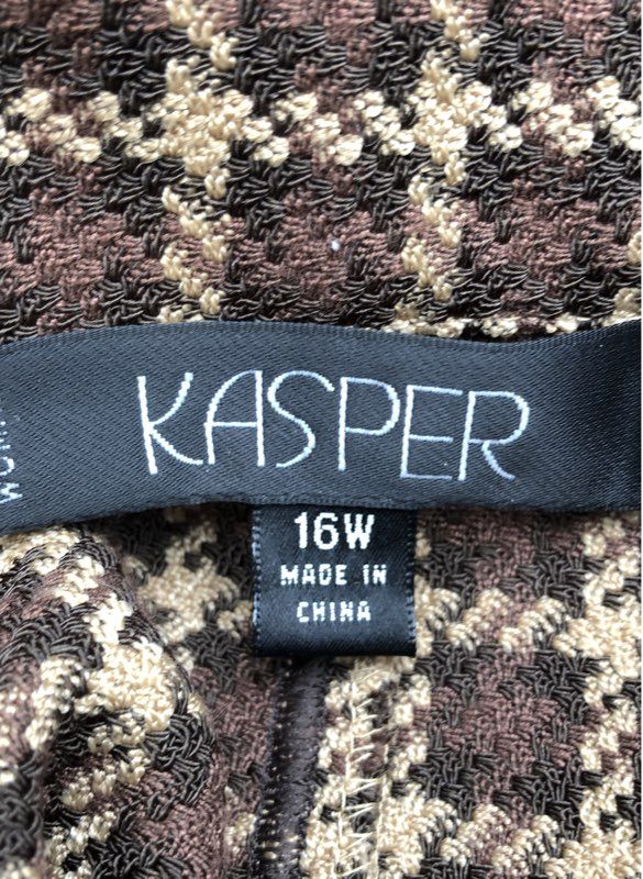 NWT Kasper Women's Brown Plaid Blazer - Size 16W