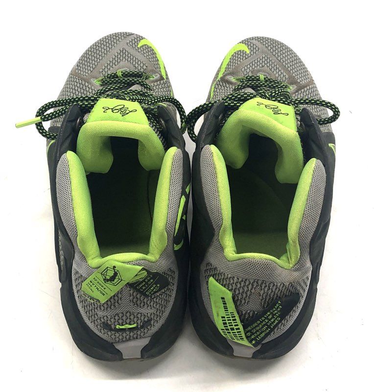 Nike LeBron 12 Dunkman Dark Grey Electric Green Basketball Shoes 2014 Size 13