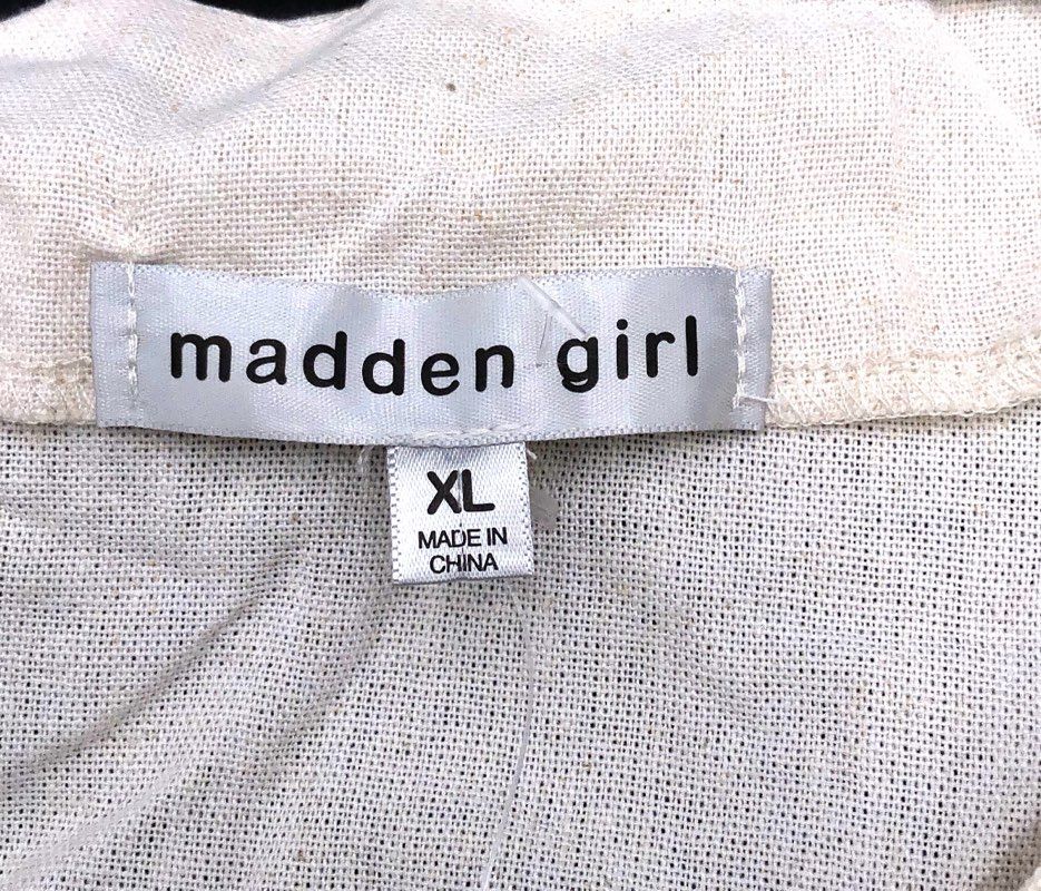 Madden Girl Women's 2-Piece Vest and Pants Set Cream Textured Woven Sz XL NWT