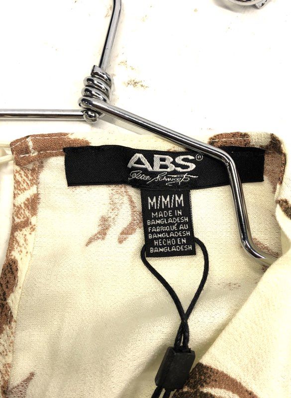 ABS Allen Schwartz Women's Cream Brown Toile Jumpsuit Wide Leg Sz M NWT