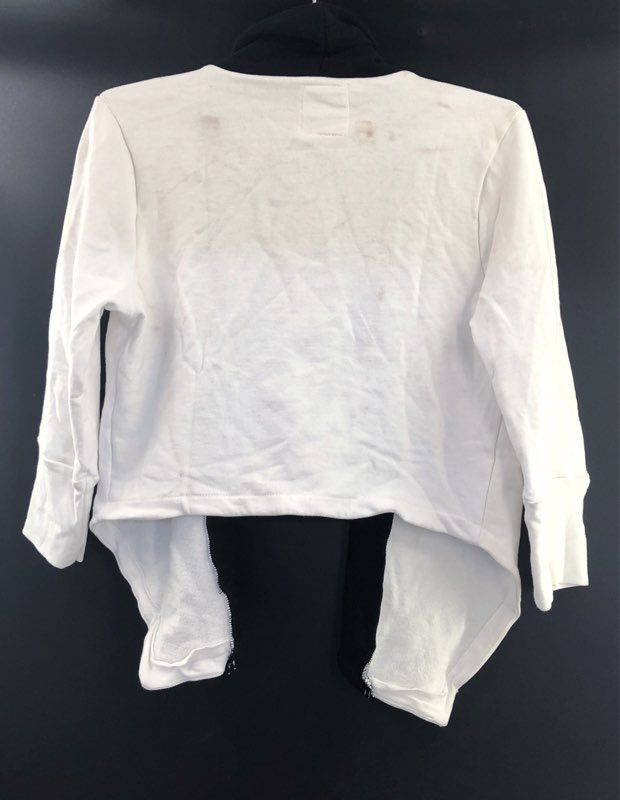 Chaser Women's White Black Open Front Cotton Cardigan Sweatshirt Jacket NWT Sz S