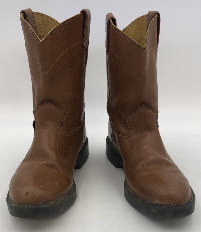 Justin 4760 Tan Brown Leather Wellington Pull On Work Boots Men's Size 8.5D