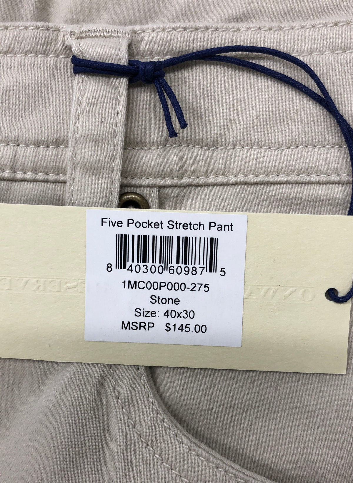 Onward Reserve Men's NWT Five Pocket Stretch Pants Stone Sz 40x30