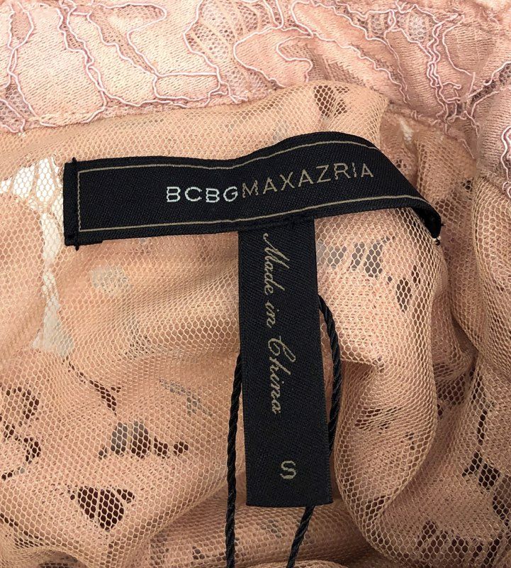 BCBGMAXAZRIA Women's Leonora Lace Ruffle Mini Dress Shadow Blush Pink Sz S NWT